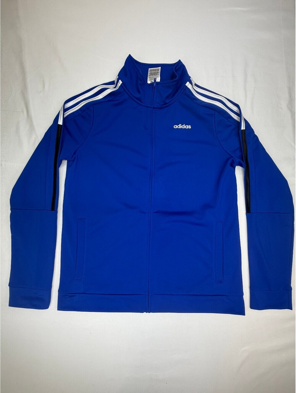 Adidas Men's Full Zip Track Jacket Activewear 3-Striped Logo Pocket Size XL Blue